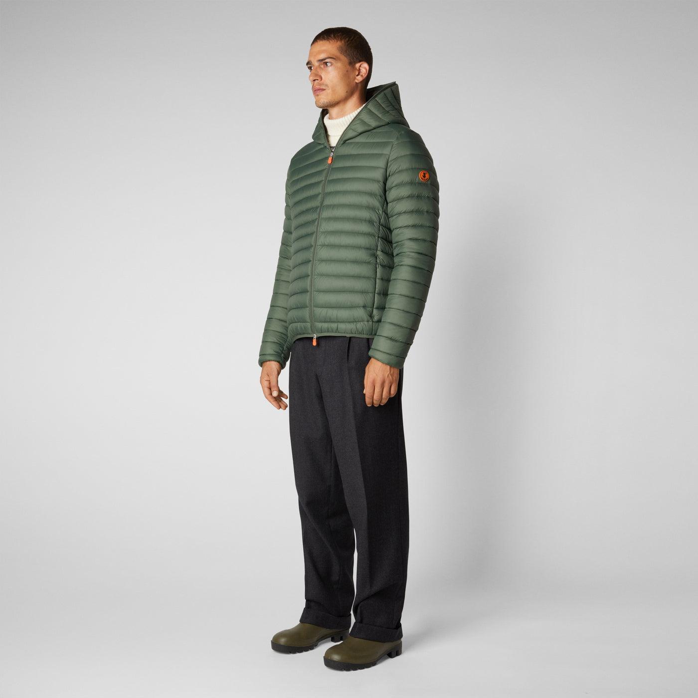 Men's Donald Hooded Puffer Jacket in Thyme Green