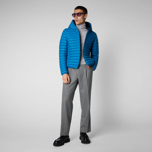 Men's Donald Hooded Puffer Jacket in Blue Berry