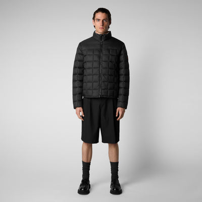Men's Stalis Puffer Jacket with Faux Fur Lining in Black