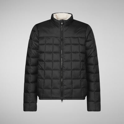 Men's Stalis Puffer Jacket with Faux Fur Lining in Black