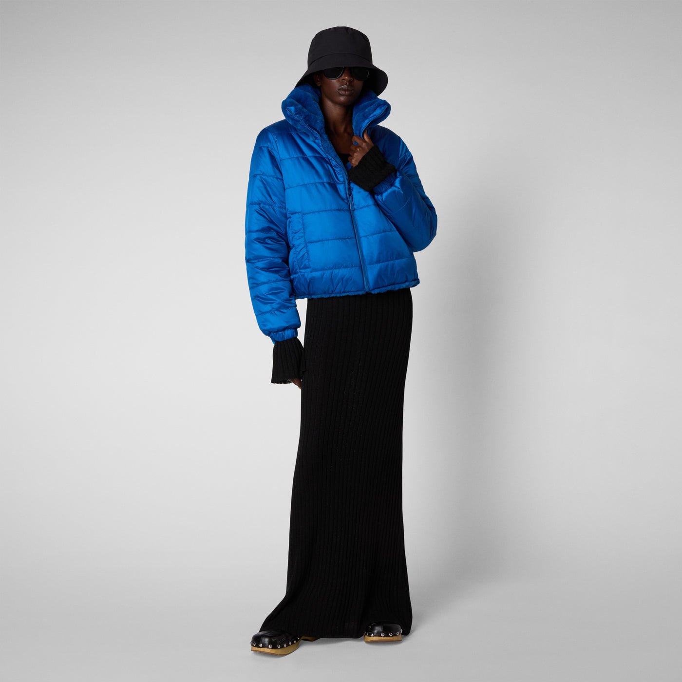 Women's Jeon Reversible Faux Fur Jacket in Blue Berry