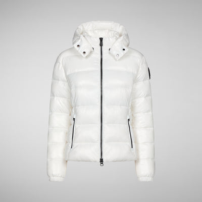 Women's Cosmary Puffer Jacket with Detachable Hood in Off White