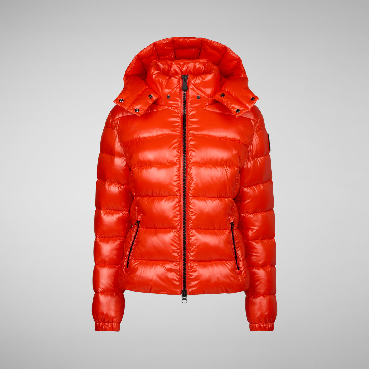 Women's Cosmary Puffer Jacket with Detachable Hood in Poppy Red