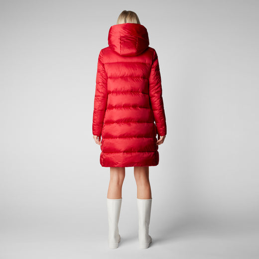 Women's Lysa Hooded Puffer Coat in Tango Red