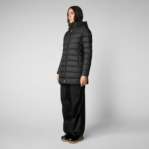 Women's Joanne Puffer Coat with Faux Fur Lining & Detachable Hood in Black