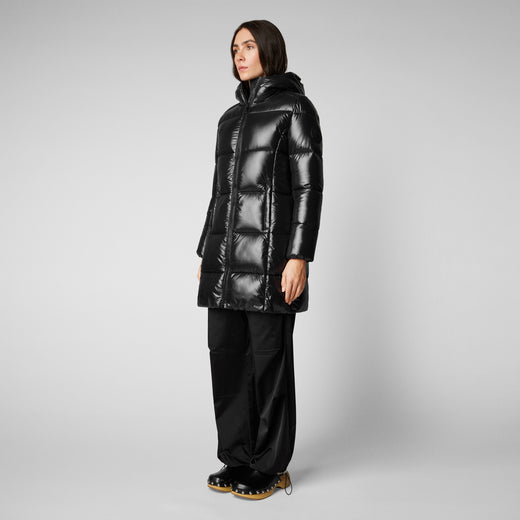 Women's Ines Hooded Puffer Coat in Black