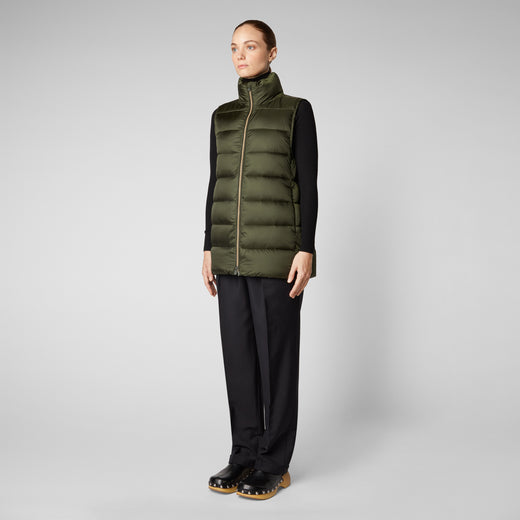 Women's Coral Puffer Vest in Pine Green