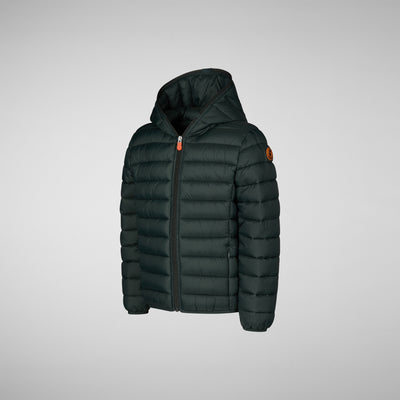 Boys' Dony Hooded Puffer Jacket in Green Black