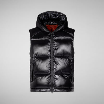 Product View of Men's Dexter Hooded Puffer Vest in Black
