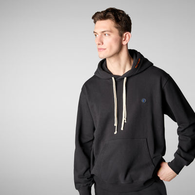 Model Close-up View of Men's Edson Hoodie in Black