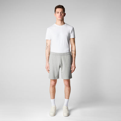 Model Front View of Men's Rayon Sweatshorts in Light Grey Melange