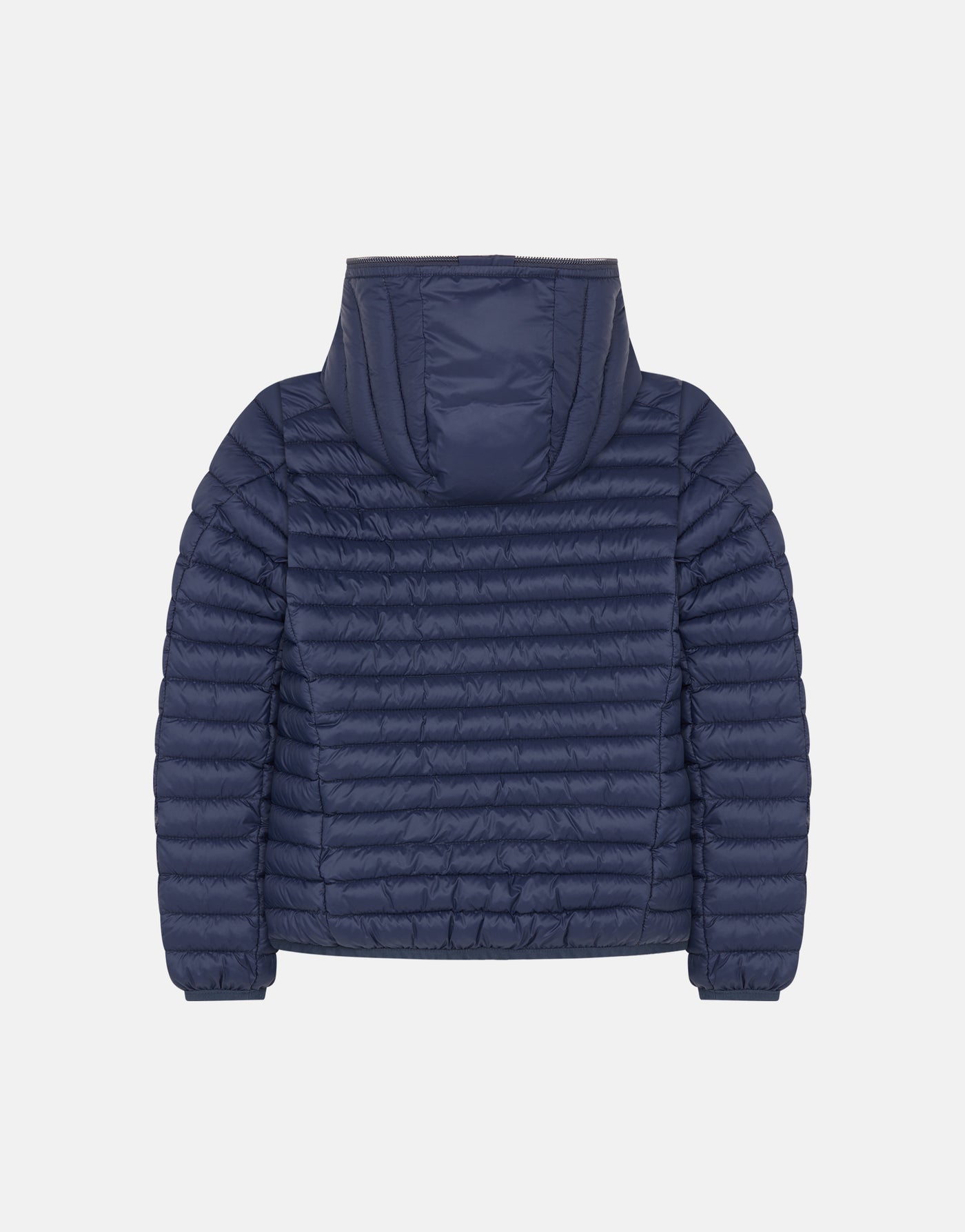 Back View of Girls' Lily Hooded Puffer Jacket in Navy Blue