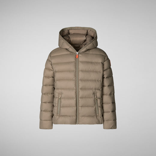 Product Front View of Kids' Jackson Hooded Puffer Jacket in Elephant Grey
