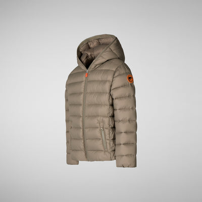 Product Side View of Kids' Jackson Hooded Puffer Jacket in Elephant Grey