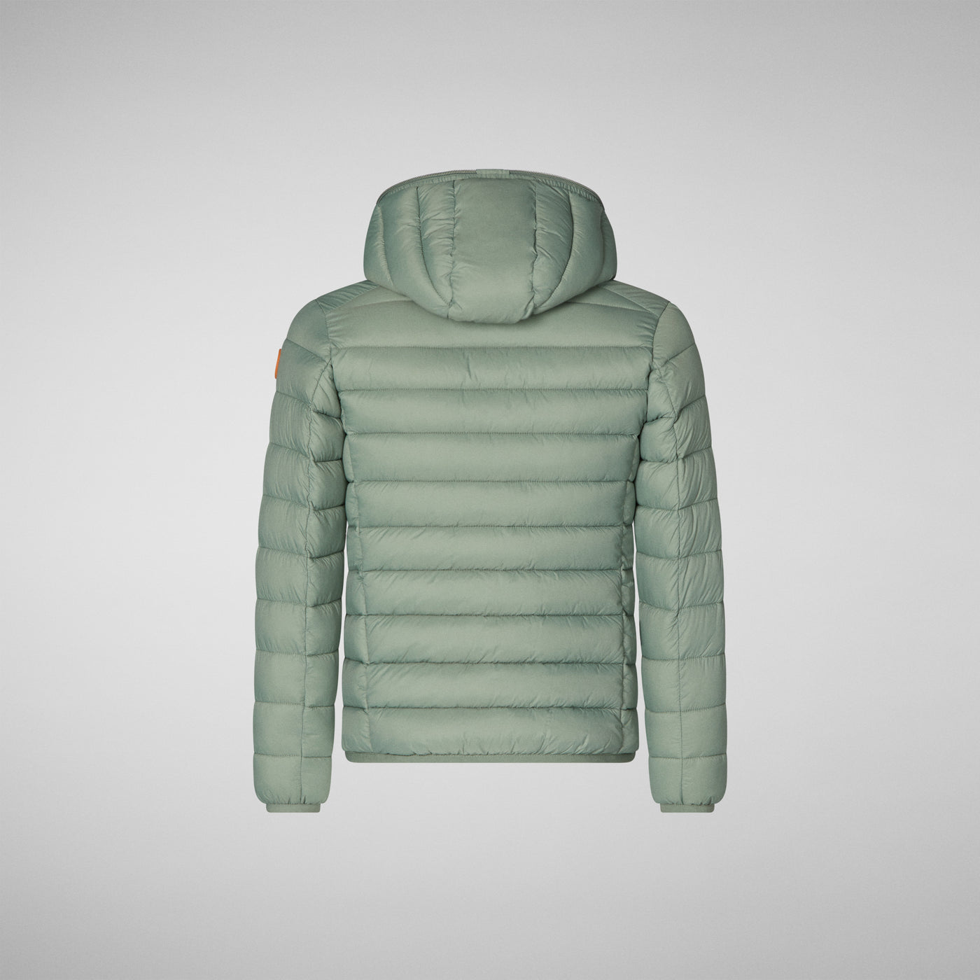 Back View of Girls' Lily Hooded Puffer Jacket in Seaweed Green