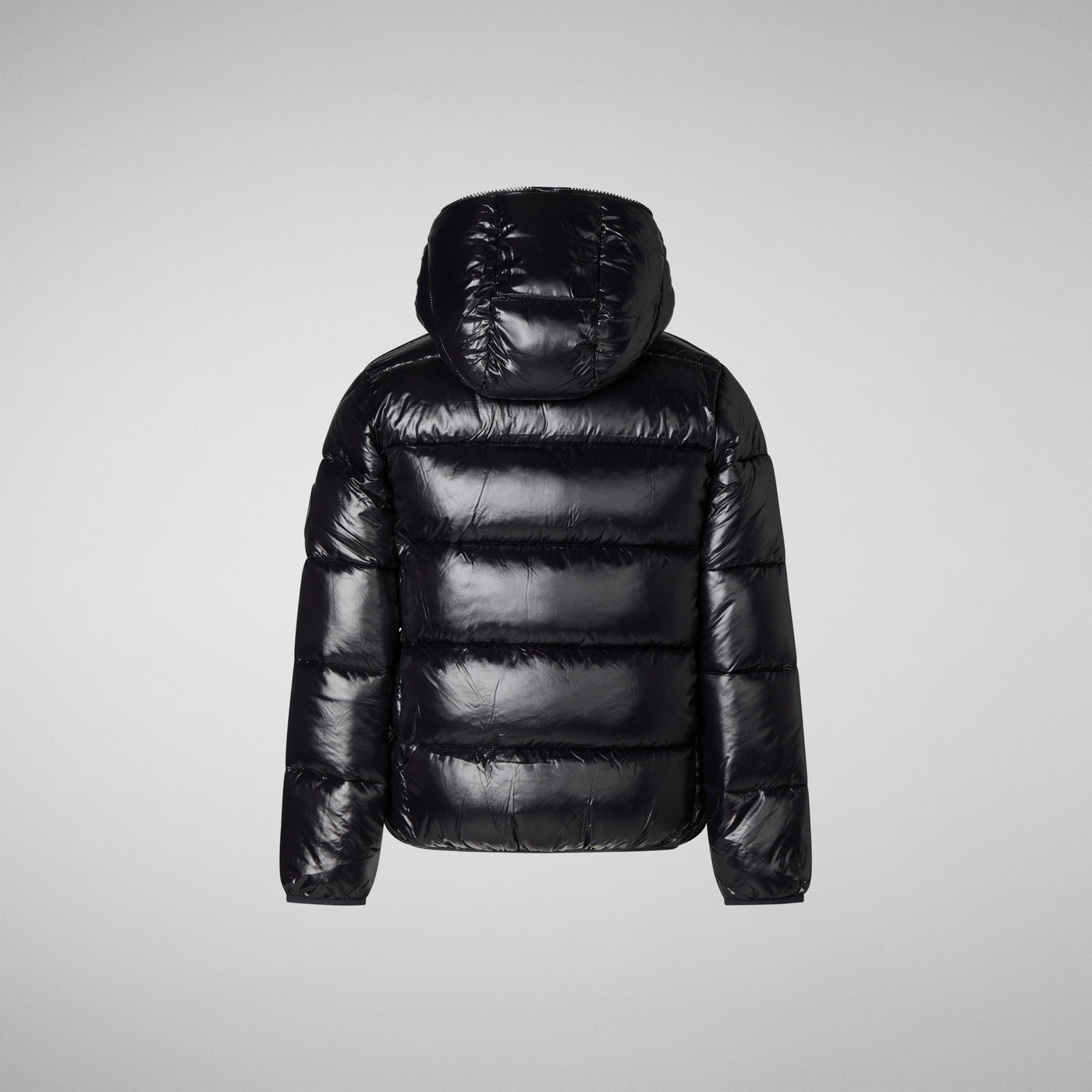 Product Back View of Girls' Kate Hooded Puffer Jacket in Black
