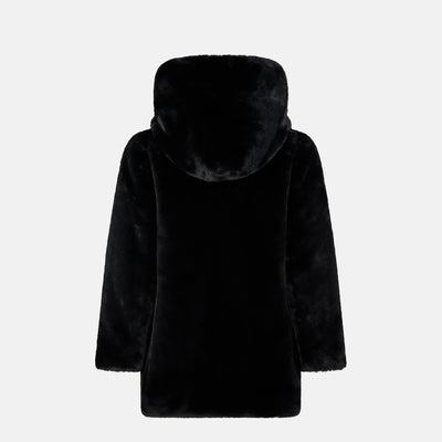 Girls' Flora Faux Fur Reversible Hooded Jacket in Black