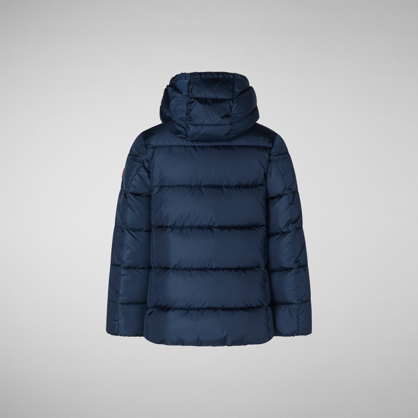 Back View of Boys' Joshua Hooded Puffer Coat in Navy Blue
