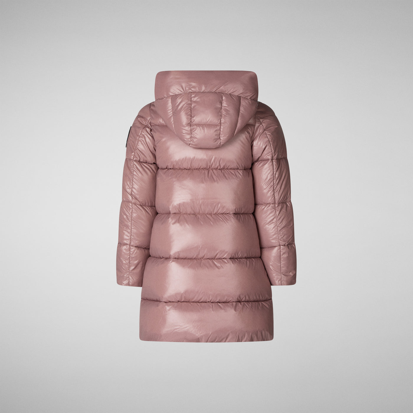 Back Product View of Girls' Millie Hooded Puffer Coat in Withered Rose
