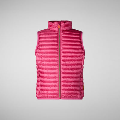 Front view of Girls' Ava Puffer Vest in Gem Pink