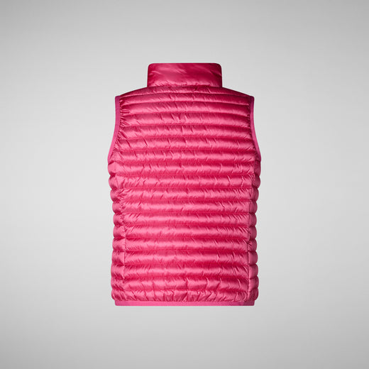 Front view of Girls' Ava Puffer Vest in Gem Pink