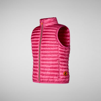 Side view of Girls' Ava Puffer Vest in Gem Pink