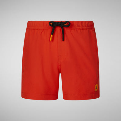 Product Front View of Boys' Adao Swim Trunks in Traffic Red