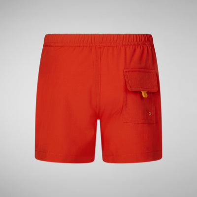 Product Back View of Boys' Adao Swim Trunks in Traffic Red