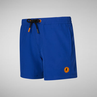 Product Side View of Boys' Adao Swim Trunks in Cyber Blue
