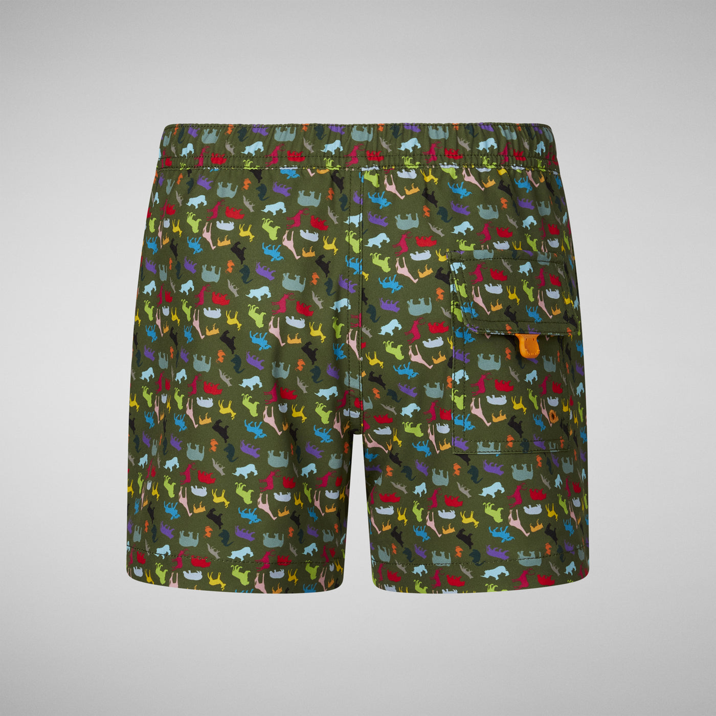 Product Back View of Boys' Getu Swim Trunks in Zoo Print