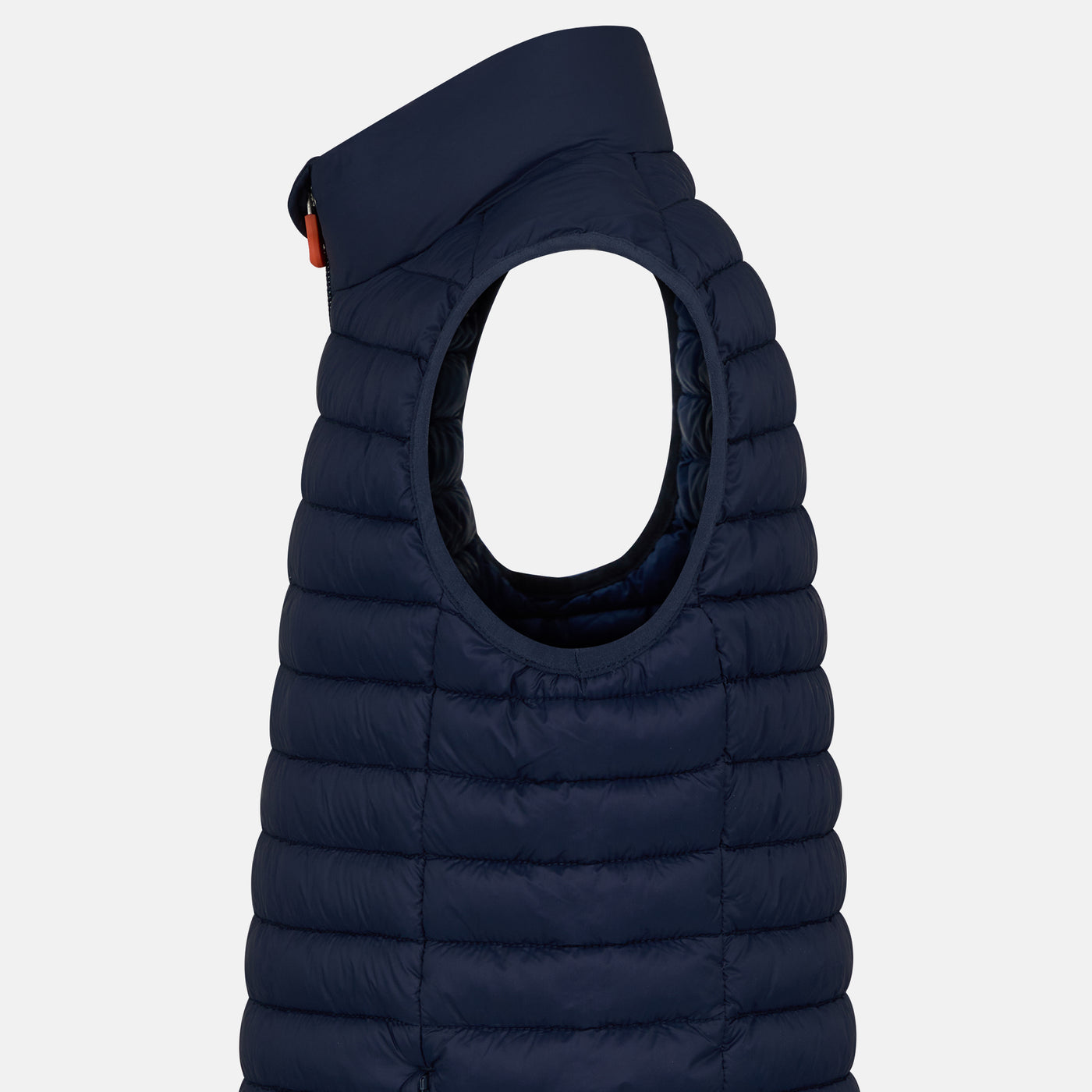 Side View of Kids' Unisex Andy Puffer Vest in Navy Blue