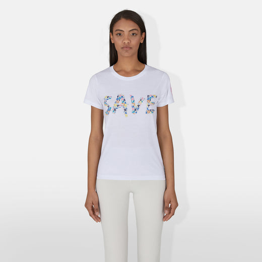 Model Front View of Women's Betsy T-Shirt in White
